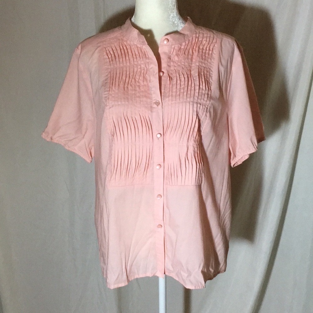 Dialogue pink short sleeve button Down Top